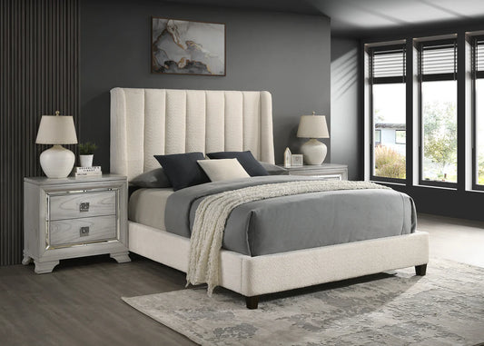 Agnes White Boucle Bed Frame