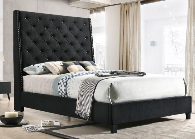 Chantilly Black Diamond Linen Bed Frame