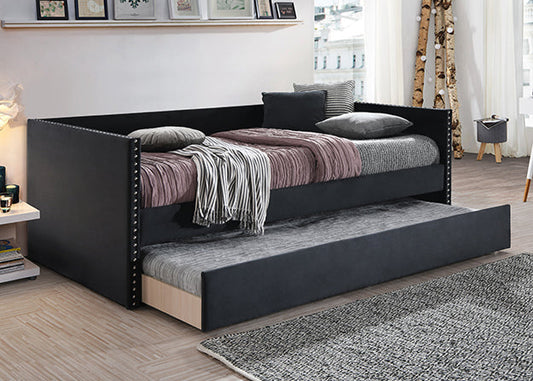 5321 Sadie Black Velvet Daybed with Trundle
