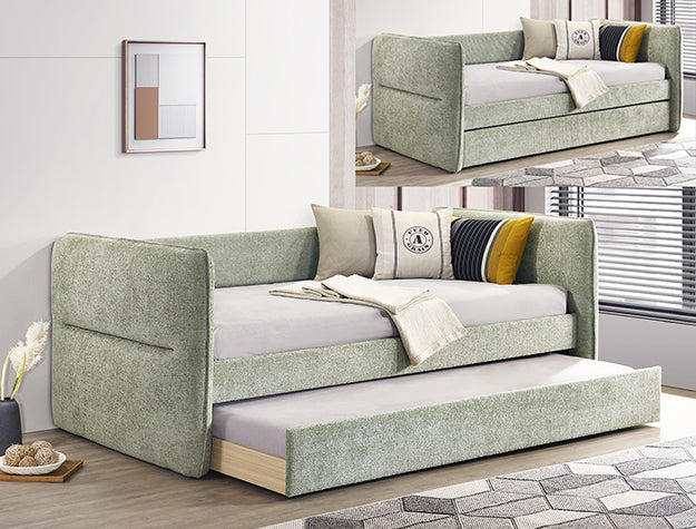 PHILIPA DAYBED ARM+SLAT-L.GRN TWEED