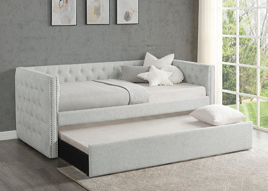 5335 Trina Dove Grey Linen Daybed with Trundle