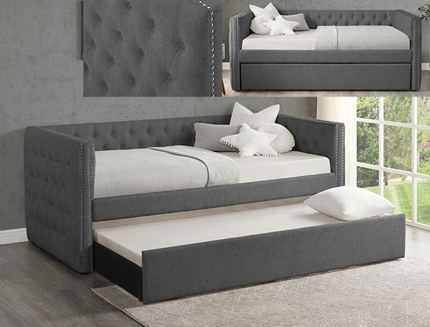 TRINA GUNMETAL GREY D/BED ARM+SLAT