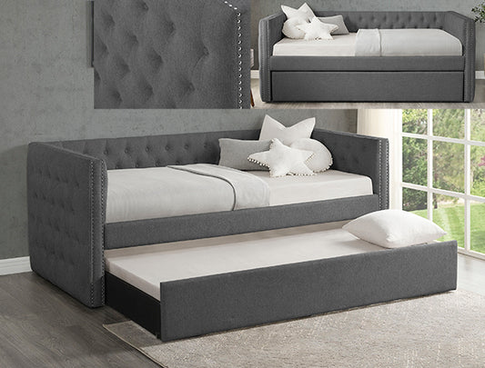 TRINA GUNMETAL GREY D/BED ARM+SLAT