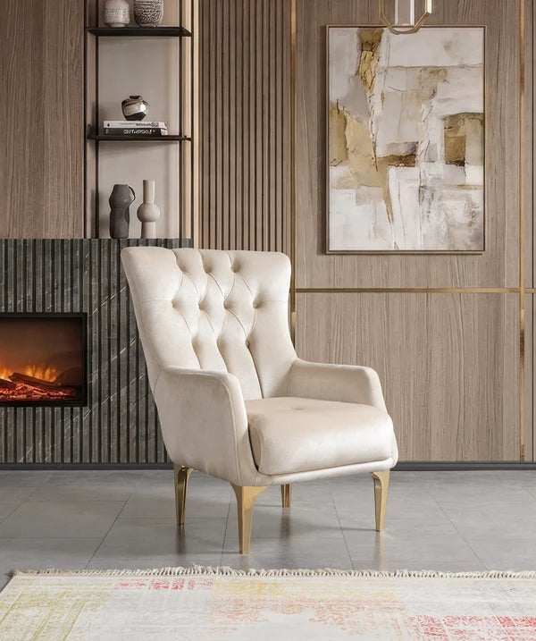 Florence Ivory Velvet Chair
