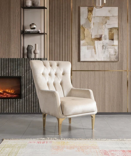 Florence Ivory Velvet Chair