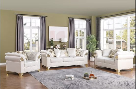 3pcs or 2pcs S3600 Emma Cream Velvet Sofa, Loveseat & Chair