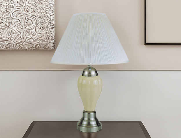 26" PORCELAIN LAMP, IVORY