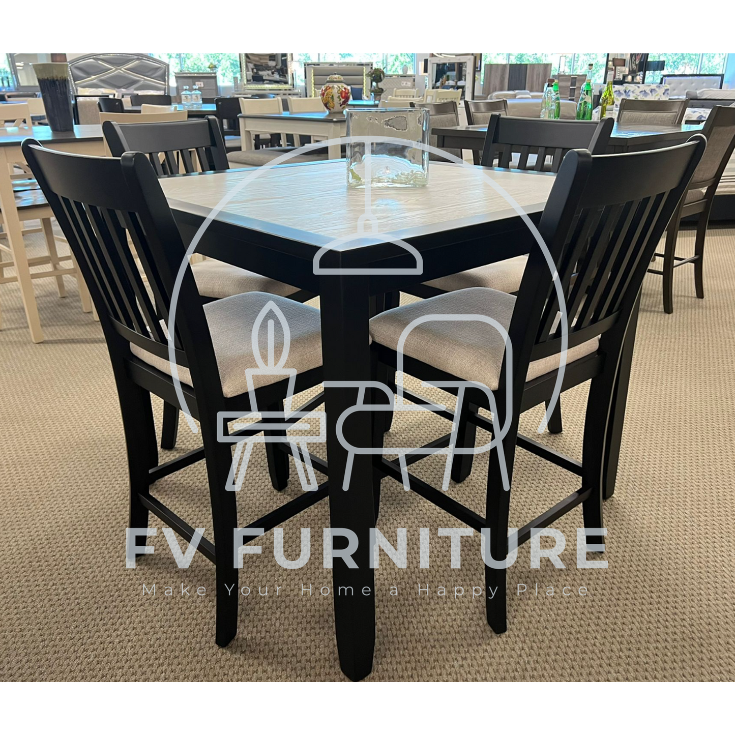 5pcs Salvador Counter Height Wood Dining Set
