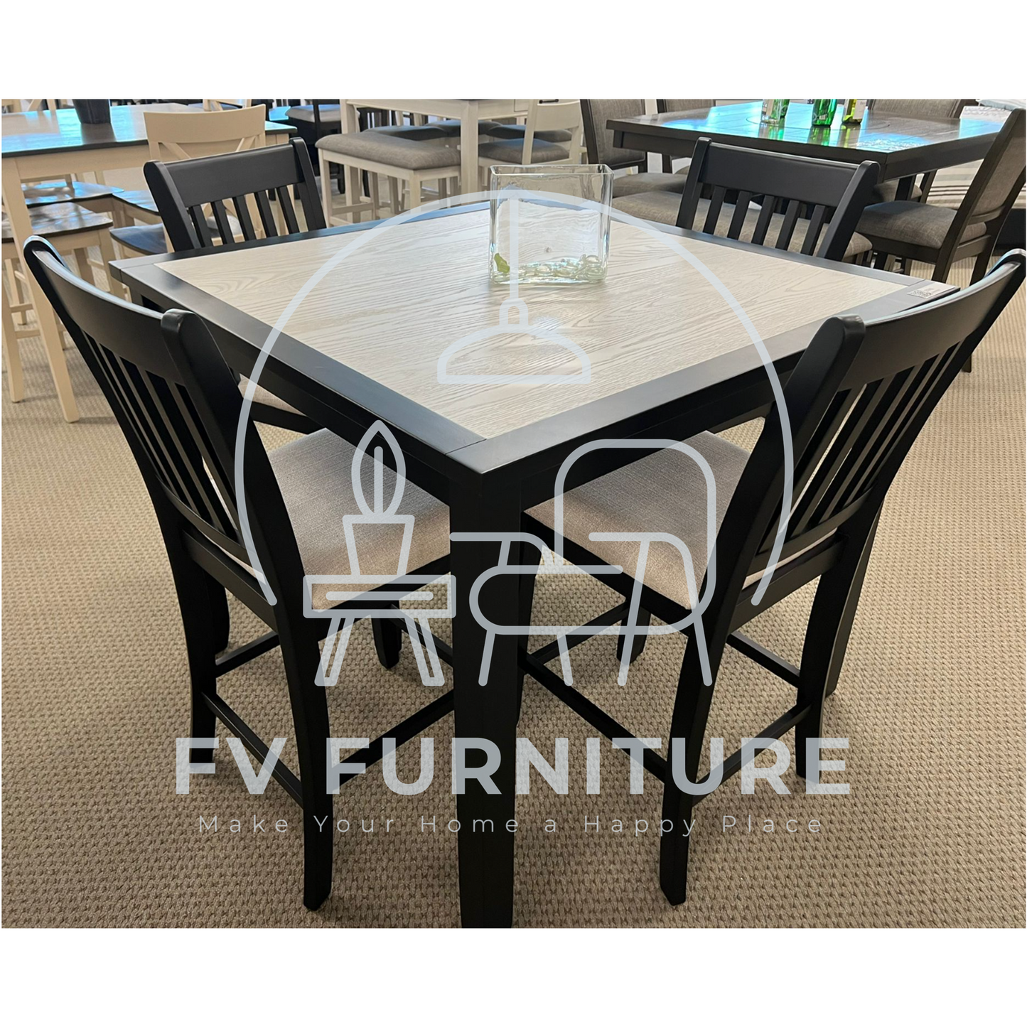 5pcs Salvador Counter Height Wood Dining Set