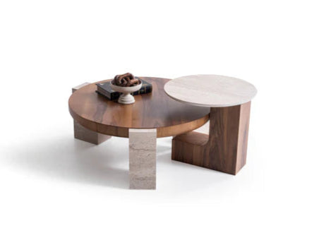 674 Walnut-Travertine Coffee with End Table