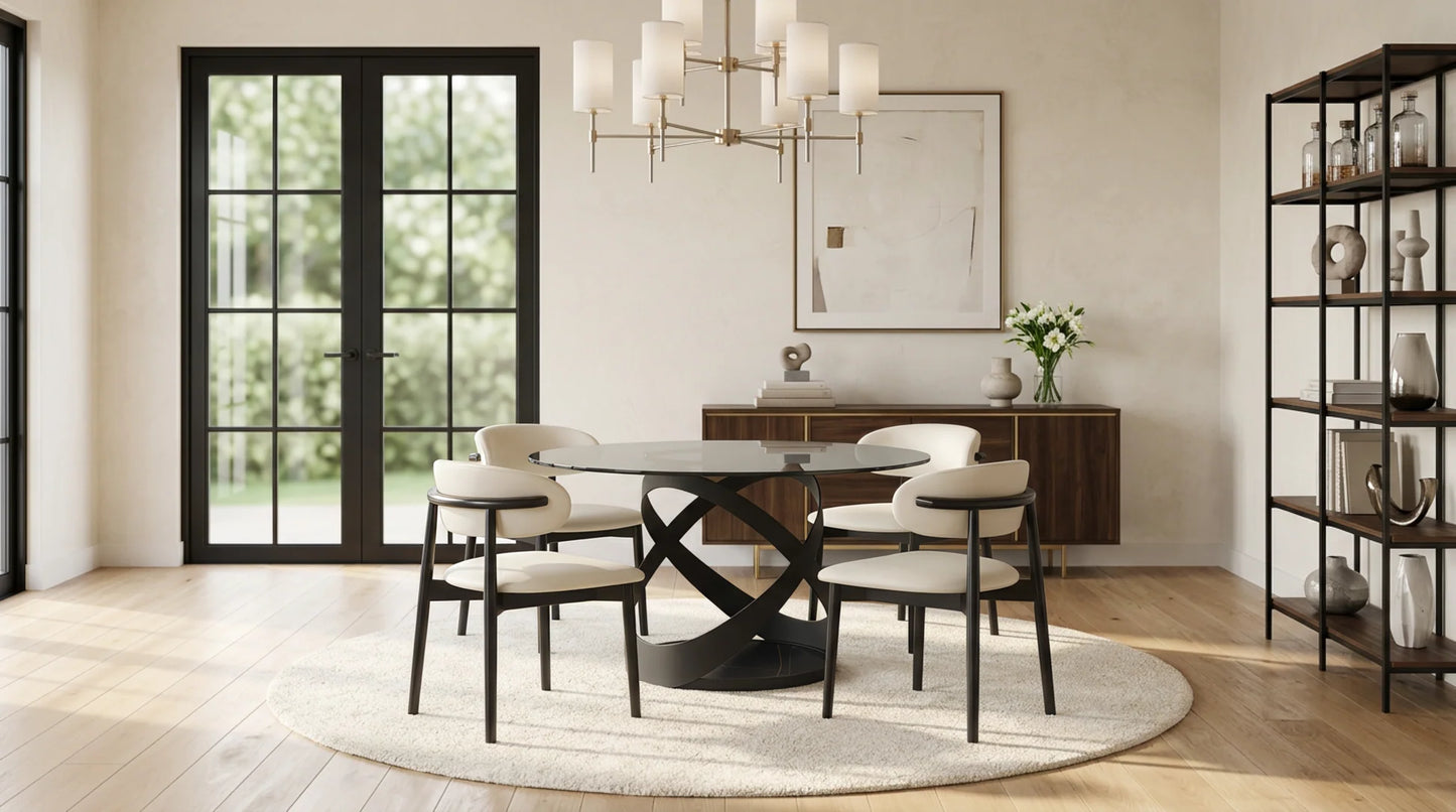 D1550 Dimi (Smoke Glass/Black) Dining Set