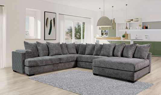 Seasons2 Charcoal Corduroy Fabric Oversized Sectional