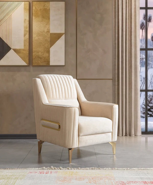 Sandra Ivory Velvet Chair