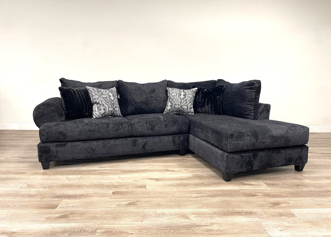 910 Black Fabric Sectional