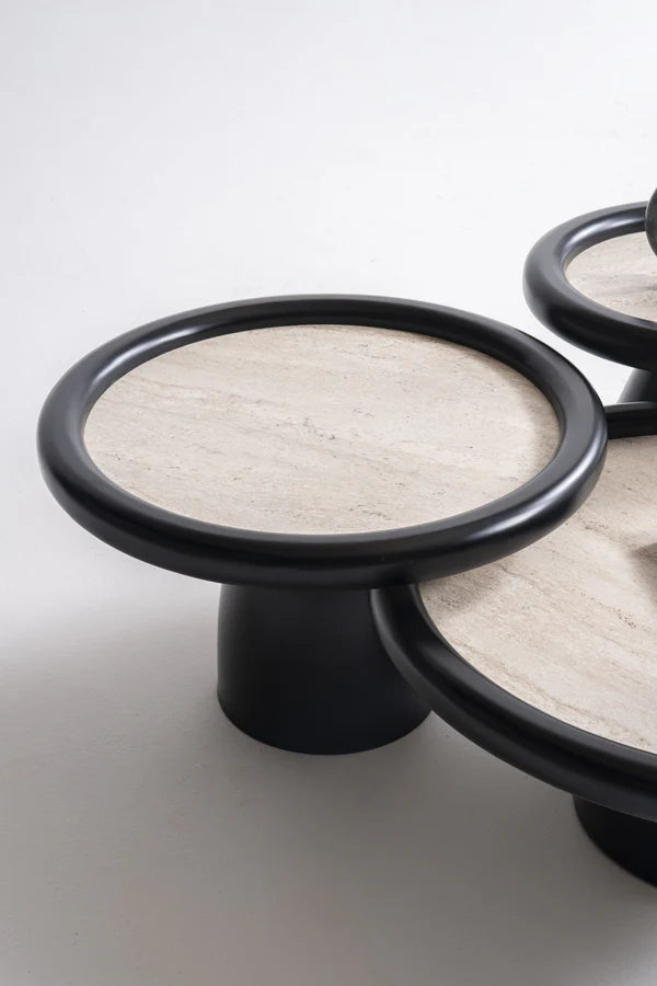 3pcs 950 Black Travertine Coffee Table Set