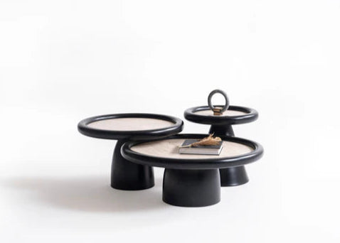 3pcs 950 Black Travertine Coffee Table Set