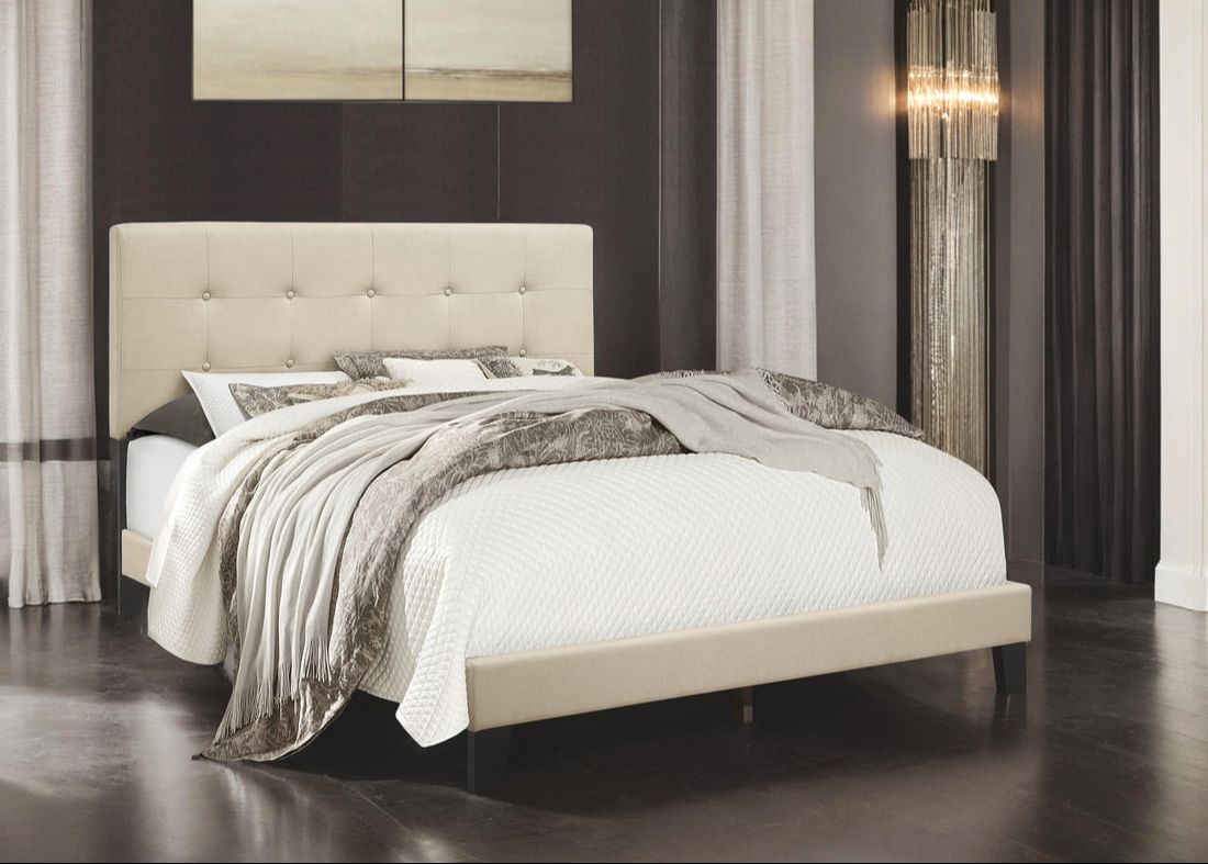 950 Beige Linen Platform Bed