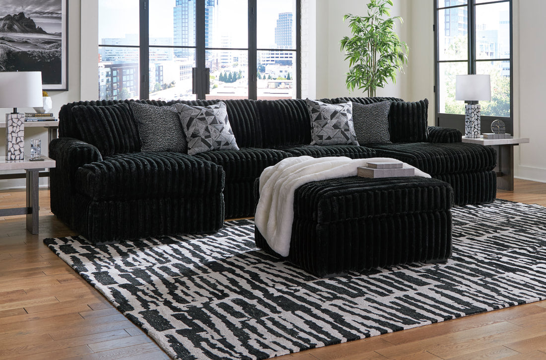 Ashley 981-03 Black 3PC Double Chaise Sectional