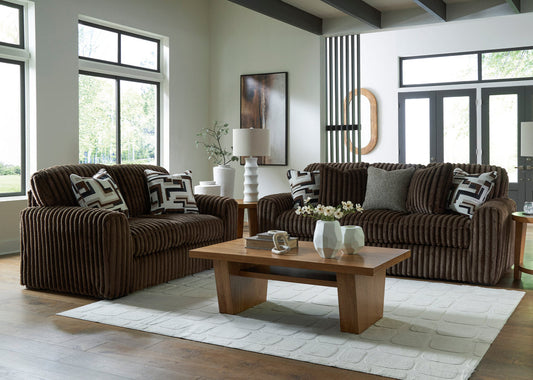 Ashley 981-03 Brown Fabric Sofa & Loveseat