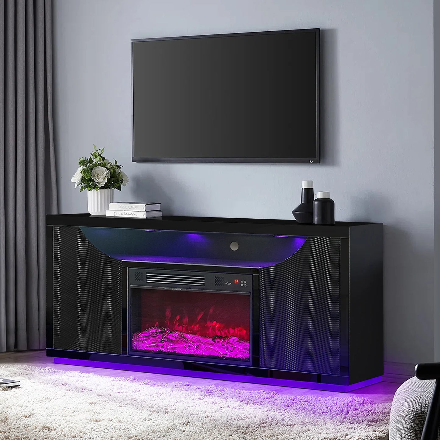 A-F07 Maya Black Tv Stand