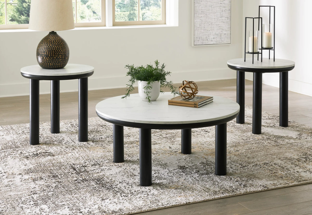 AST159-13 Xandrum Black/White Table Set