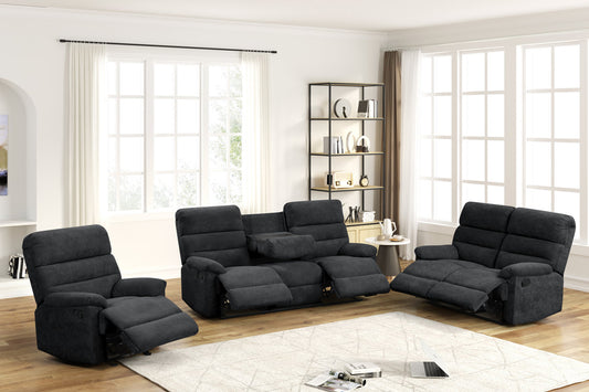 Albert20  3PC Black Performance Fabric Reclining Set