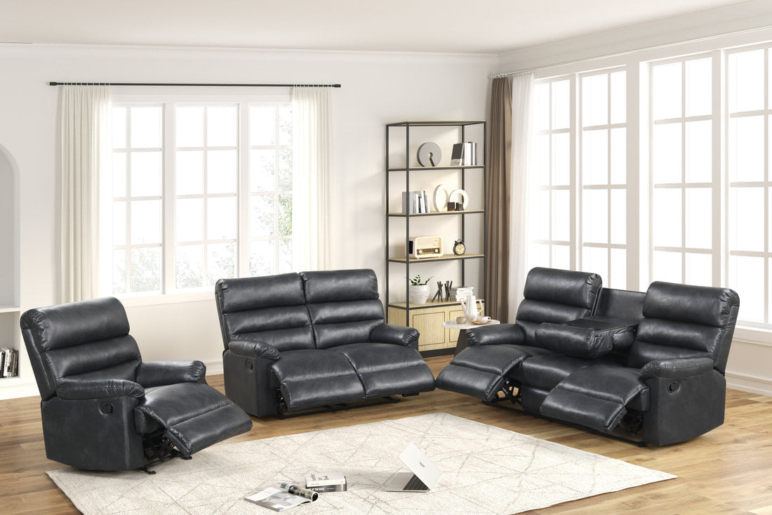 Albert40 Black 3pcs Reclining Sofa Set