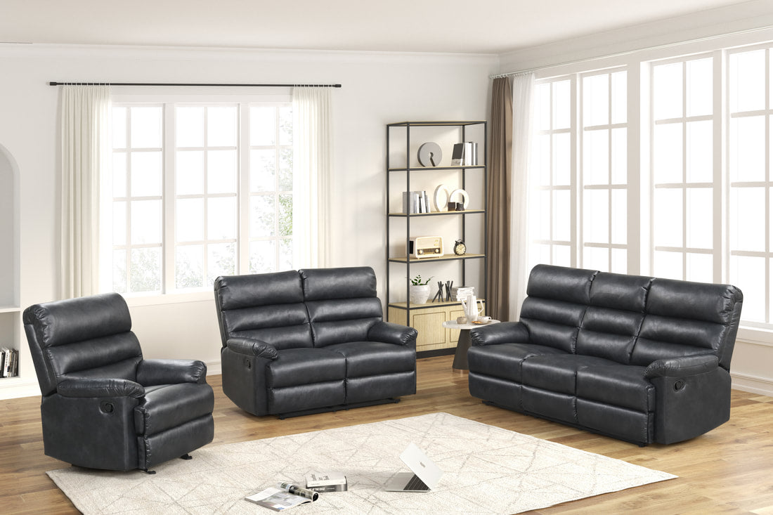 Albert40 Black 3pcs Reclining Sofa Set