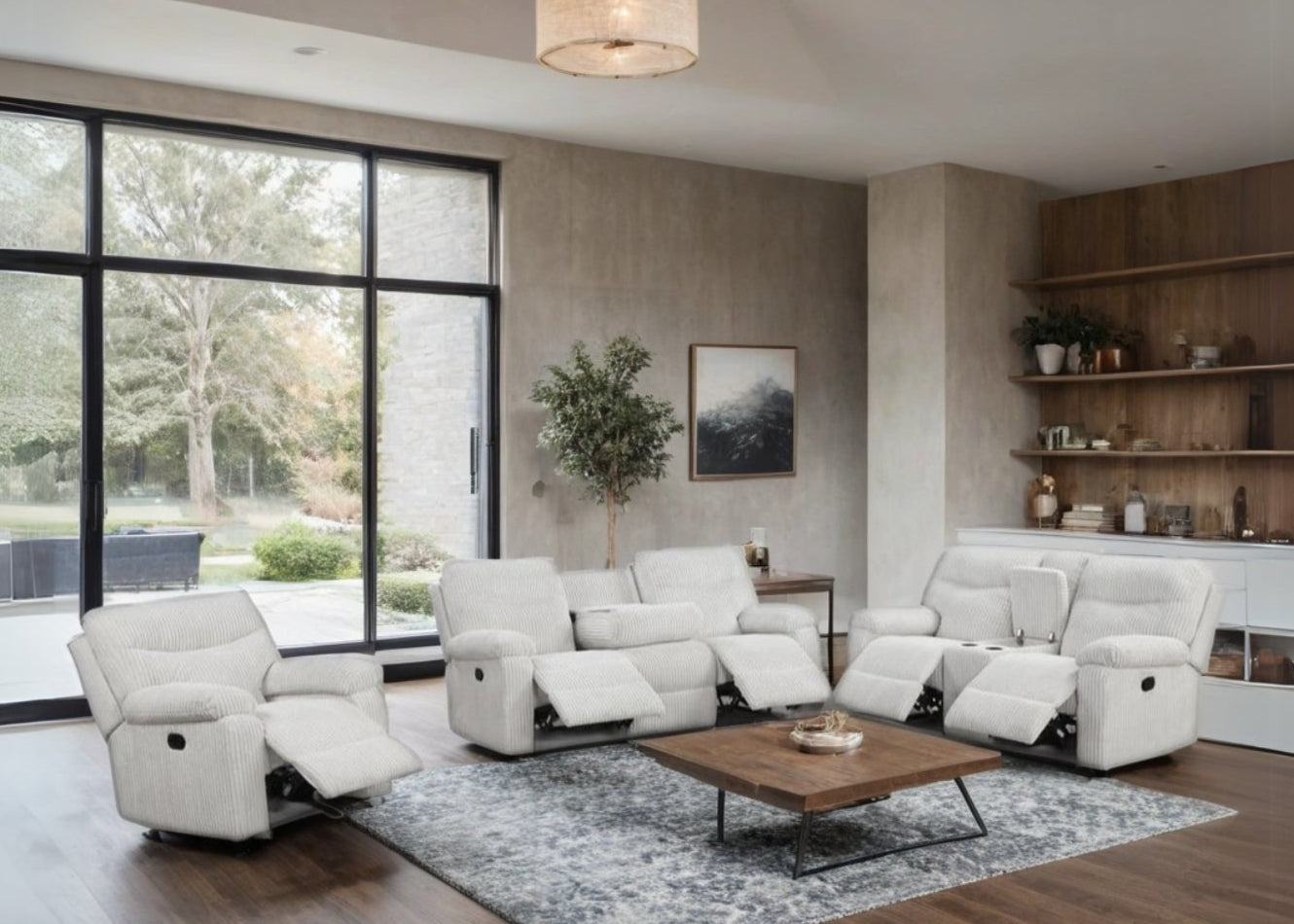 3pcs Bravo Beige Fabric Reclining Set