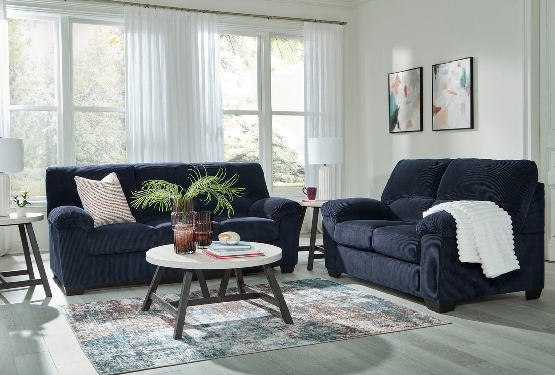 Ashley 242-05 Navy Sofa & Loveseat