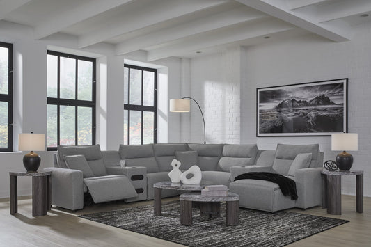 Ashley 659-06 Gray Polyester 7 Pcs Power Reclining Sectional
