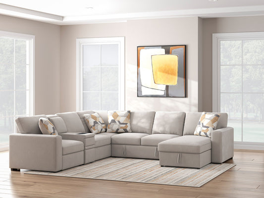Ashley 673-05 Grayish/ Flannel Sectional with Pull Out