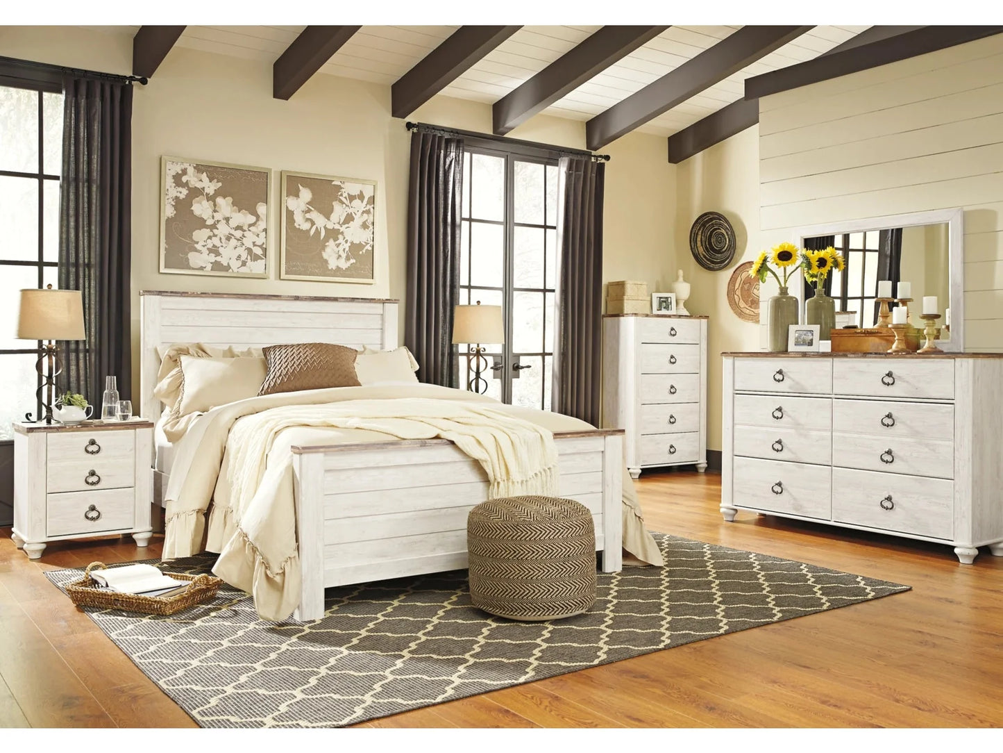 4pcs White Ashley B267 Willowton Bedroom Set