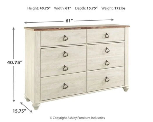4pcs White Ashley B267 Willowton Bedroom Set