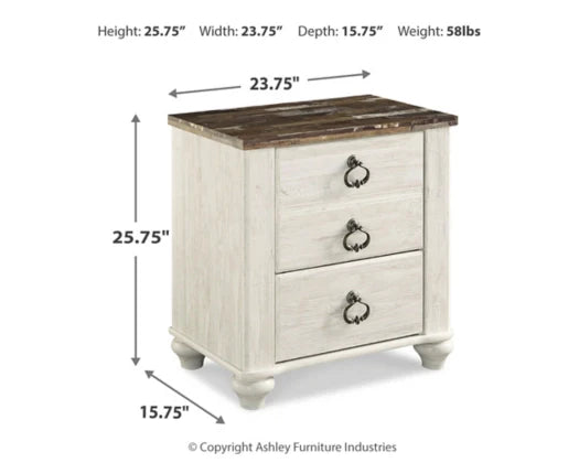 4pcs White Ashley B267 Willowton Bedroom Set