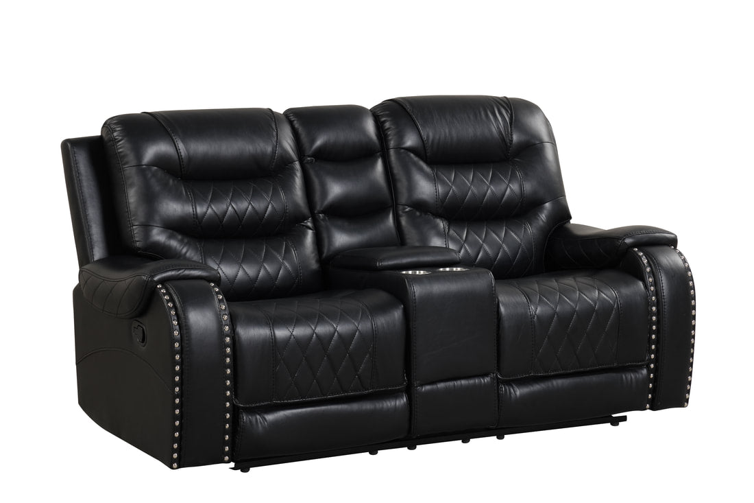 3pcs Ashley Black Leather Gel Reclining Sofa Set