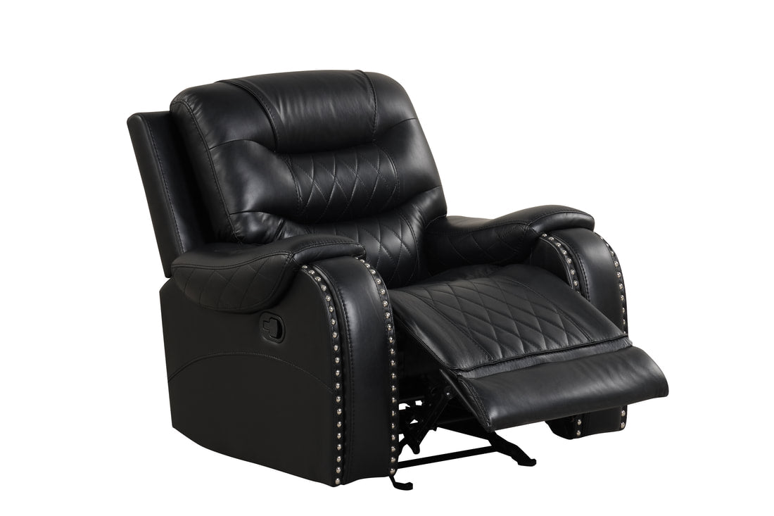 3pcs Ashley Black Leather Gel Reclining Sofa Set