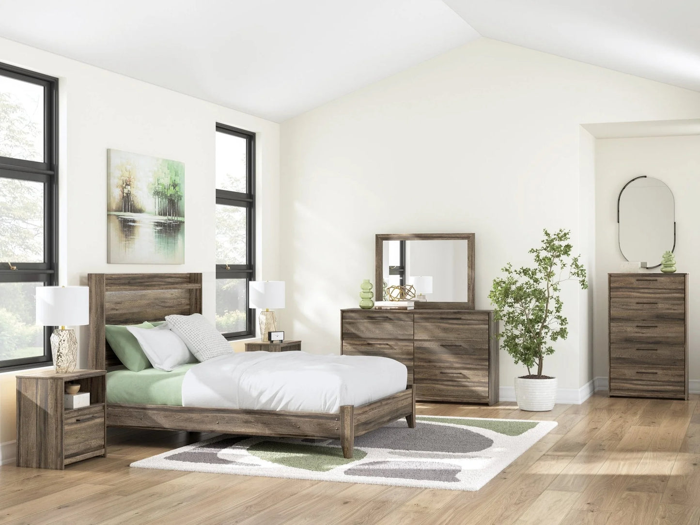 4pcs Brown  Ashley PCB2005 Elbrim Bedroom Set