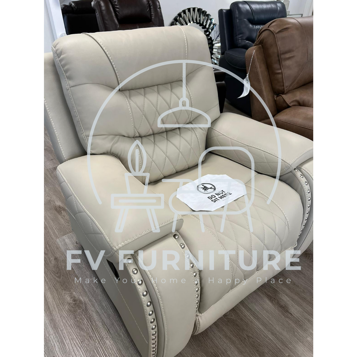 3pcs Ashley Cream Leather Gel Reclining Sofa Set