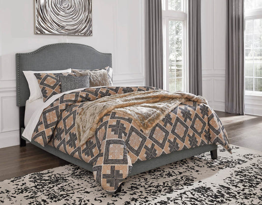 B100 Gray Linen Fabric Platform Bed