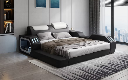 B126 Matrix Black & White Storage Bed