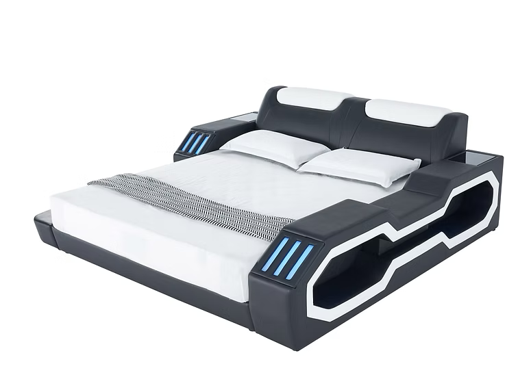 B126 Matrix Black & White Storage Bed