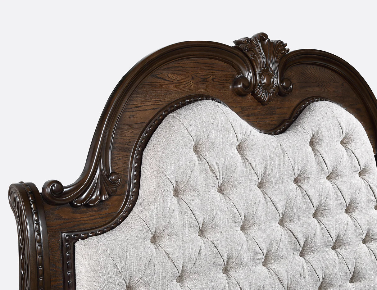 5pcs Stanley Light Brown Wood & Marble Bedroom Set