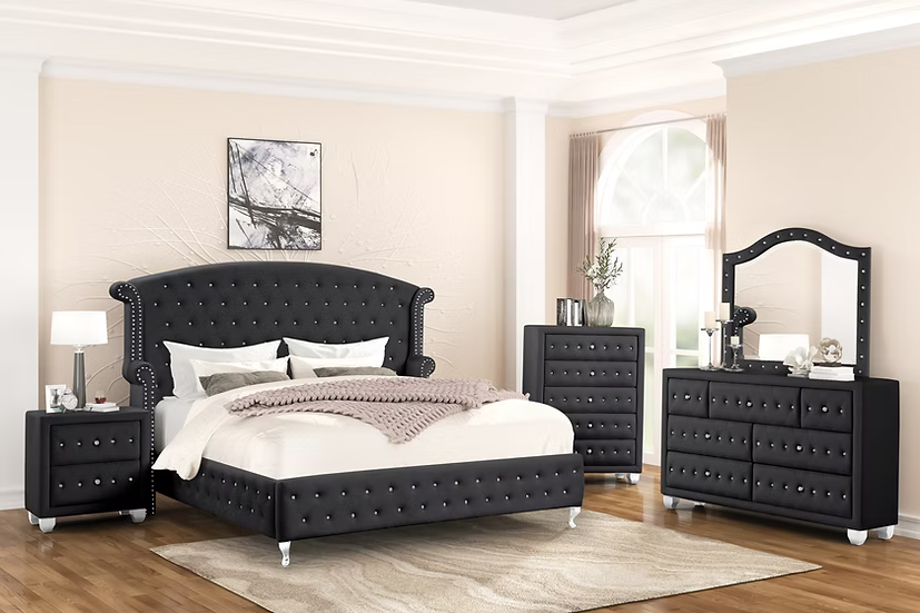 4pcs B2029 Olivia Black Bedroom Set