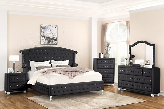 4pcs B2029 Olivia Black Bedroom Set