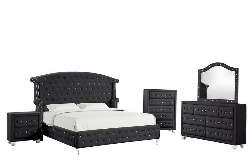 4pcs B2029 Olivia Black Bedroom Set