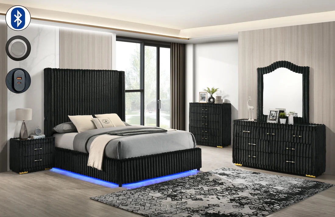 5pcs or 4pcs B3001 Melinda Black Bedroom Set