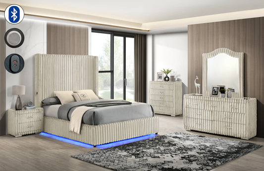 5pcs or 4pcs B3001 Melinda Cream Bedroom Set