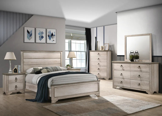 5pcs Patterson Natural Wood Finish Bedroom Set