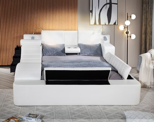 B420 Apollo White Queen Storage Bed
